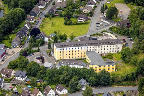 Aerial view, VAMED Klinik Bad Berleburg Hospital, Bad Berleburg, Wittgensteiner Land, North