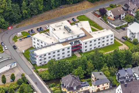 Aerial view, Friederike-Fliedner-Haus retirement home, Evang. Johanneswerk gGmbH nursing home,