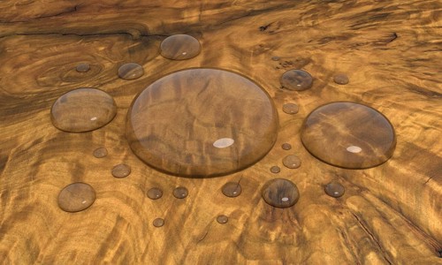 Some rendered water drops on wooden surface