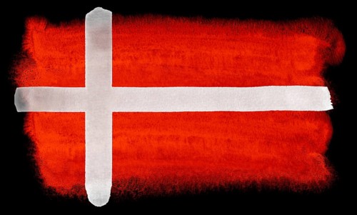Watercolor illustration of the Denmark flag