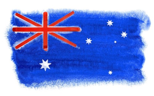 Watercolor illustration of the Australia flag