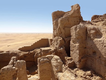 Ruins at Qasr Dusch, a archaeological site in Kharga Oasis in Egypt