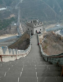 The Great Wall of China near Badaling in misty ambiance