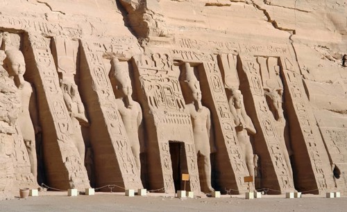 Architectural detail of the historic Abu Simbel temples in Egypt (Africa)
