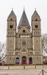 Frontal shot of the Temple Neuf, a protestant church in Metz located in France