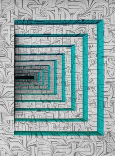 Full frame shot showing an abstract optical illusion painting on a house facade