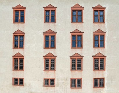 Windows at a historic house facade in Franconia, a bavarian area in Germany