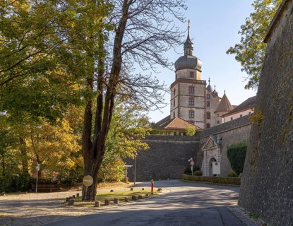 Idyllic scenery around the Marienberg Fortress near Wuerzburg in Franconia, a bavarian area in