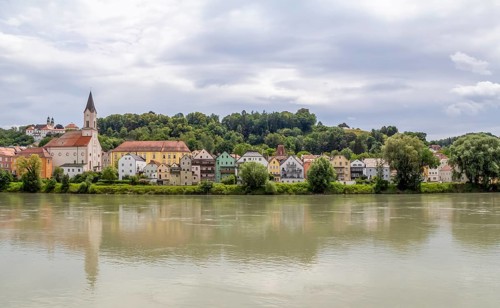 Riparian impression of Passau, a town in southern Germany