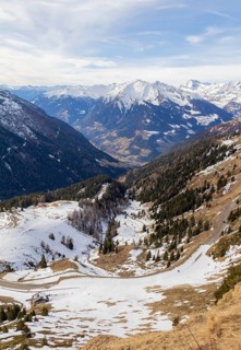 Alpine scenery around the Jaufen Pass in South Tyrol in Italy