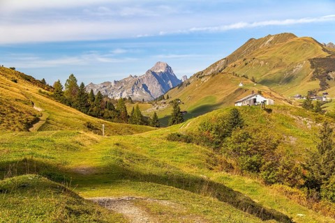 Idyllic scenery around Warth, a municipality in the district of Bregenz in the Austrian state of