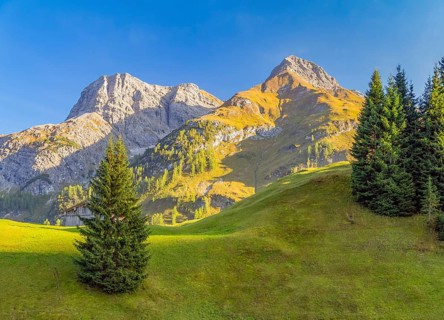 Idyllic scenery around Warth, a municipality in the district of Bregenz in the Austrian state of