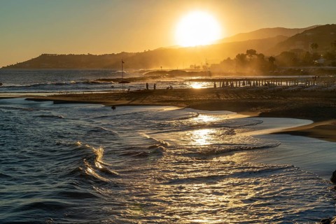 Idyllic sunset impression around Santo Stefano al Mare, a comune in the Province of Imperia in the