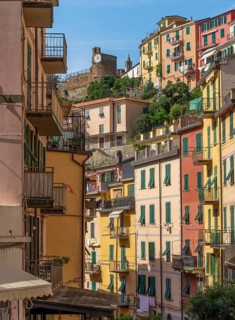 Scenery around Riomaggiore, a village at a coastal area named Cinque Terre in Liguria, located in
