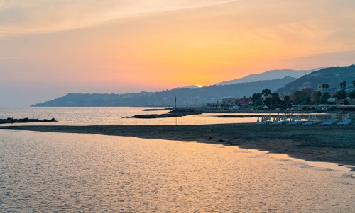 Idyllic sunset impression around Santo Stefano al Mare, a comune in the Province of Imperia in the