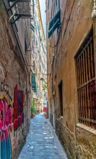 Alleyway in Genoa, the capital of the italian region of Liguria