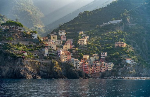 Scenery around Riomaggiore, a village at a coastal area named Cinque Terre in Liguria, located in