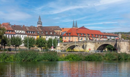 Scenery around the Old Main Bridge in Wuerzburg, a city in the region of Franconia in Bavaria,