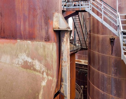 Weathered rusty industrial scenery with old corroded objects