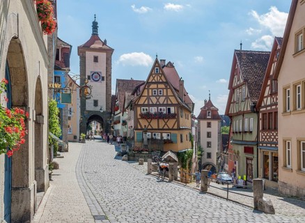 City view of Rothenburg ob der Tauber, a town in Middle Franconia in Bavaria, Germany