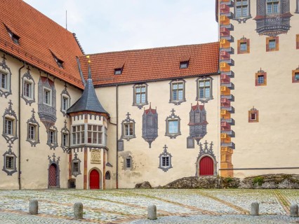 Scenery around the High Castle in Fuessen, a town in the Ostallgaeu district in Bavaria, Germany