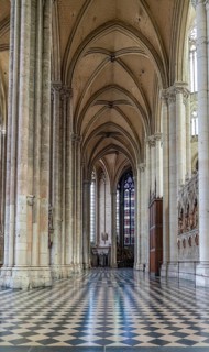 Scenery inside the Amiens Cathedral in Amiens, a city and commune in northern France. It is the