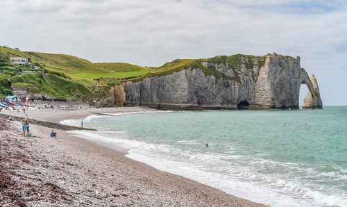 Coastal scenery around Etretat, a commune in the Seine-Maritime department in the Normandy region