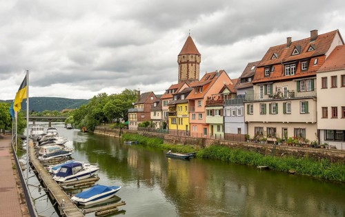 City view of Wertheim am Main in Southern Germany at summer time