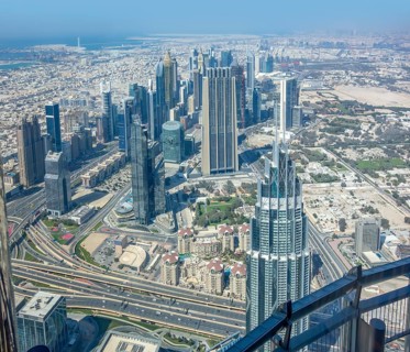 Aerial view of Dubai in the United Arab Emirates
