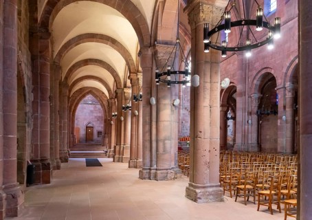 Scenery inside the Saint-Die Cathedral in Saint-Die-des-Vosges, a commune in the Vosges department,