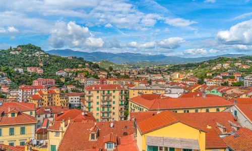 Scenery around Porto Maurizio in Oneglia, a former town in northern Italy on the Ligurian coast, in