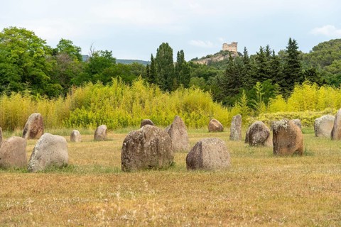 Scenery including some boulders around Vaison-la-Romaine, a town in the Vaucluse department in the