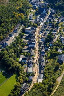 Aerial view, Hundemstraße road works with closure, residential area and above the St.Peter and Paul