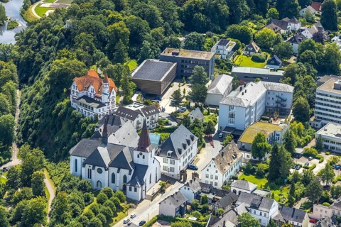 Aerial view, Wedinghausen Monastery and St Laurentius Catholic Provost Church, Laurentianum Grammar