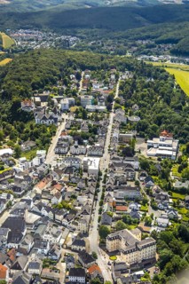 Aerial view, Königstraße, in front the Administrative Court, Neumarkt, Wedinghausen Monastery and