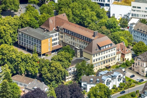 Aerial view, Klinikum Hochsauerland GmbH administration, Neheim, Arnsberg, Sauerland, North