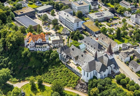 Aerial view, Wedinghausen Monastery and St Laurentius Catholic Church, Laurentianum Grammar School