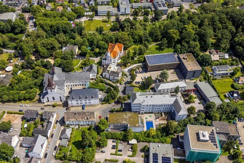Aerial view, Wedinghausen Monastery and St Laurentius Catholic Provost Church, Laurentianum Grammar