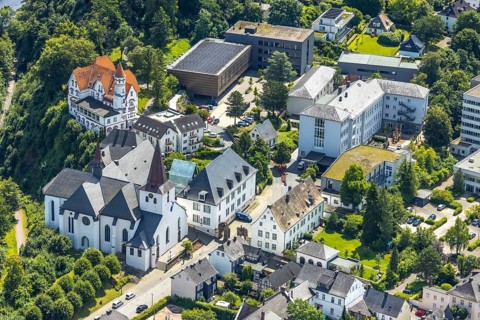 Aerial view, Wedinghausen Monastery and St Laurentius Catholic Provost Church, Laurentianum Grammar