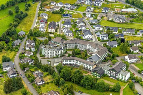 Aerial view, Haus am Sähling - evangelisches Johanneswerk nursing home, new building residential