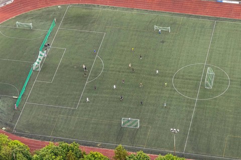 Aerial view, football stadium athletics stadium Auf dem Stöppel, sports field Bad Berleburg, youth
