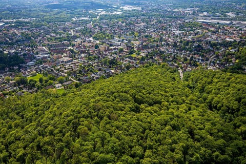 Aerial view, Teutoburg Forest, Bodelschwinghstraße with view of residential area district