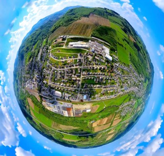 Aerial view, residential area local view Bestwig, industrial area with Howmet Aerospace Tital Gmbh,
