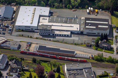 Aerial view, Briloner Straße industrial estate with Ramspott GmbH and Vermeer Deutschland, XXL