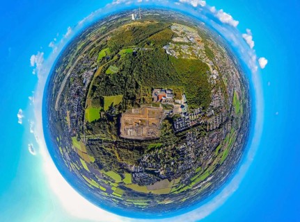 Aerial view, construction site, construction area Schacht Kuckuck for new forest settlement on the