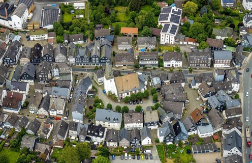 Aerial view, Bad Laasphe, Wittgensteiner Land, North Rhine-Westphalia, Germany, architecture, view,