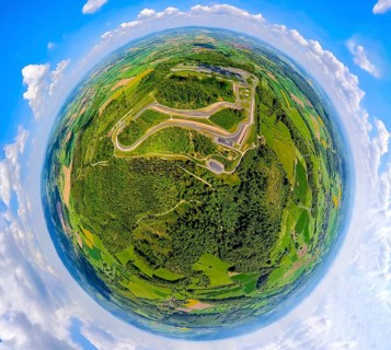 Aerial view, Bilster Berg race track, test track and presentation track, park-like terrain with