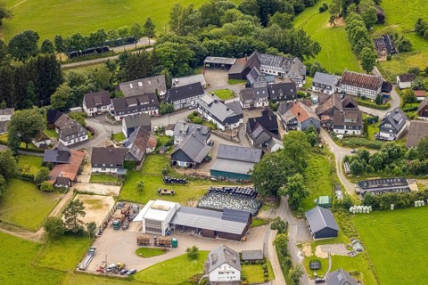 Aerial view, residential area local view Schüllar, Bad Berleburg, Wittgensteiner Land, North