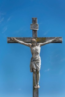 Crucifix at the Roman Catholic parish church of the Assumption of the Virgin Mary in Gebrazhofen,