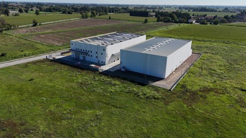 Cremona, Italy - August 22nd 2025 Modern Data Center Facility Under Construction in Rural Italian